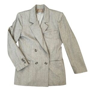 Saville women's 100% wool double breasted suit coat size 4 made in USA tan/brown